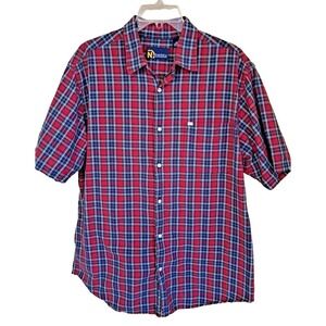 Nautica Shirt Men's Size Large Red Plaid Short Sleeve Button Down Pre-owned
